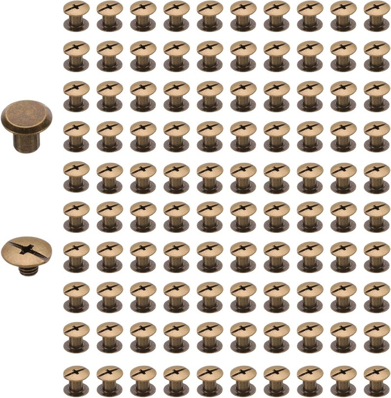 Begino 100pcs Chicago Screw M5x8mm Slotted Binding Screws for Rivet Book Binding,Bronze - Image 1